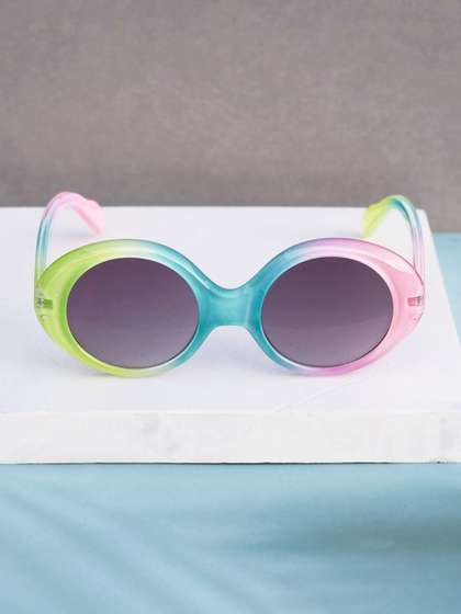 DukieKooky Unisex Kids
                    Black Lens & Blue Oval Sunglasses with