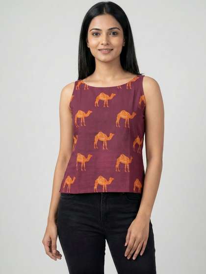 Saffron Threads
                        Print Cotton Top