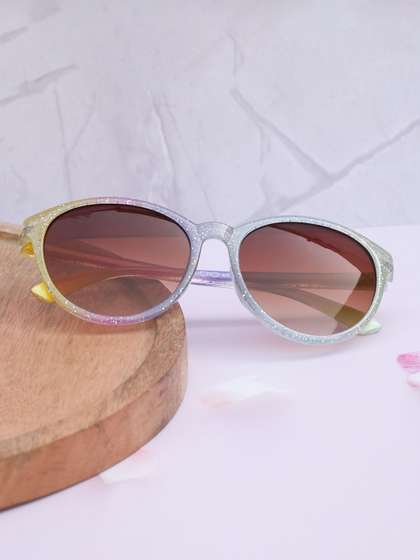 DukieKooky Unisex Kids
                    Brown Lens & Purple Oval Sunglasses with