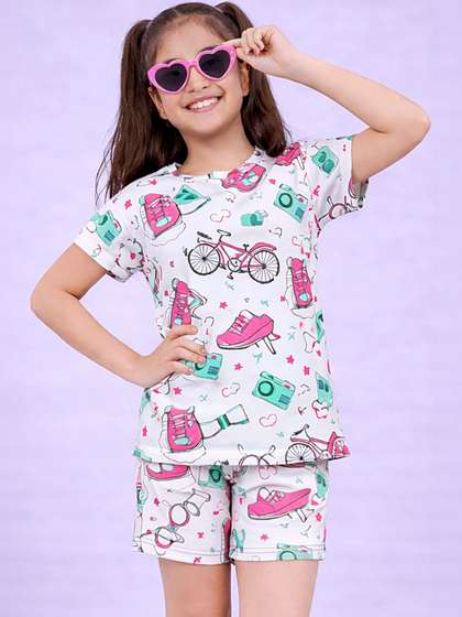 LITBABY Girls Printed
                    Short Sleeves Nightdress