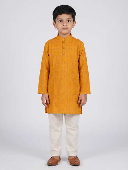 Biglilpeople Boys Ethnic
                    Motifs Printed Regular Pure Cotton Kurta with
                    Pyjamas