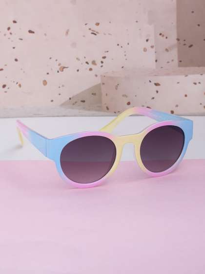 DukieKooky Unisex Kids
                    Black Lens & Blue Oval Sunglasses with
