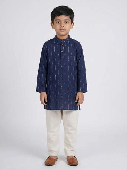 Biglilpeople Boys Ethnic
                    Motifs Printed Regular Pure Cotton Kurta with
                    Pyjamas