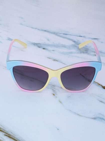 DukieKooky Unisex Kids
                    Black Lens & Blue Oval Sunglasses with