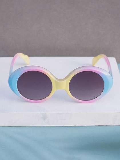 DukieKooky Unisex Kids
                    Black Lens & Blue Oval Sunglasses with