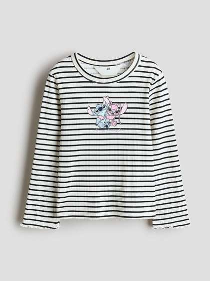 H&M Ribbed Printed
                      Top