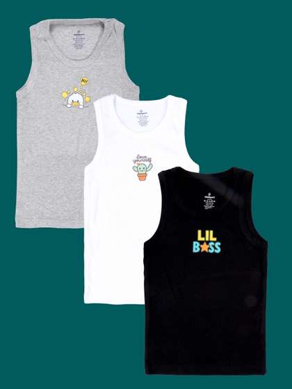 KiddoPanti Pack of 3
                      Printed Scoop Neck Undershirt