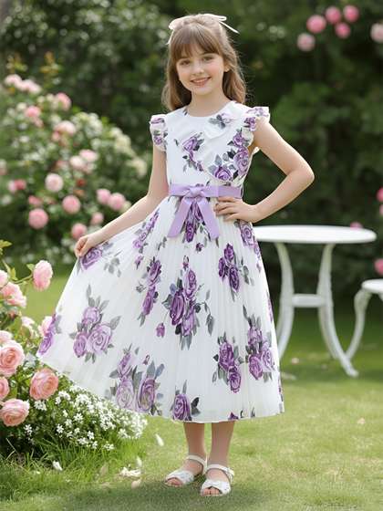 Miss & Chief Floral
                    Print Flutter Sleeve Fit & Flare Dress