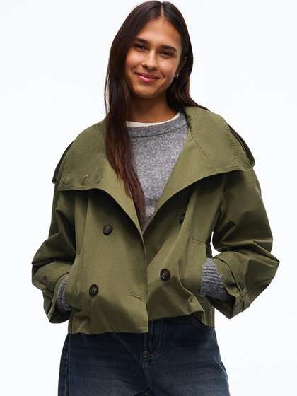 Bershka Funnel
                          neck trench jacket