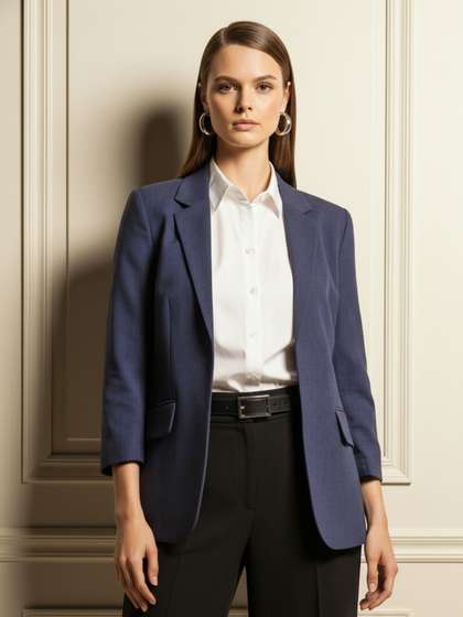 Chemistry Notched
                          Lapel Front Open Blazer