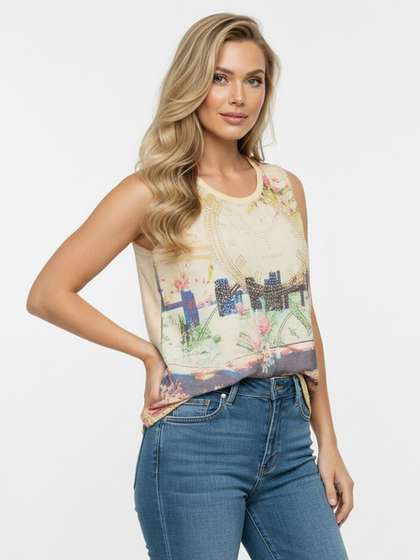 Deal Jeans Printed Studded Top