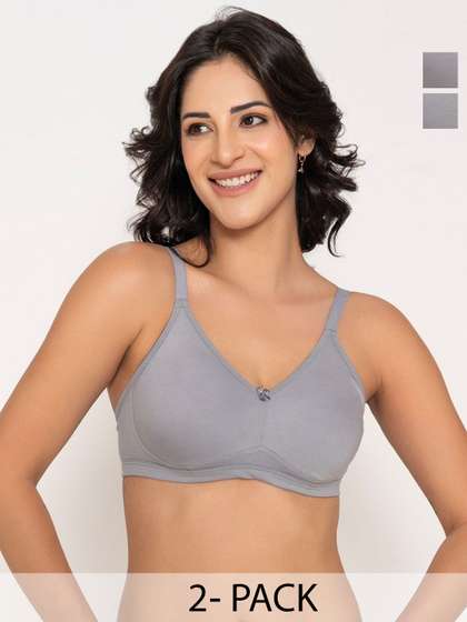 INKURV Women Pack of
                        2 Solid Full Coverage Non-Padded Non-Wired
                        Everyday Bra