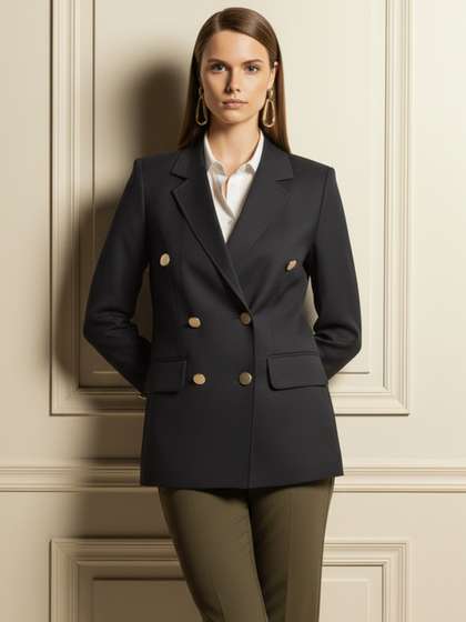 Chemistry
                          Notched-Lapel Collar Double-Breasted Blazer