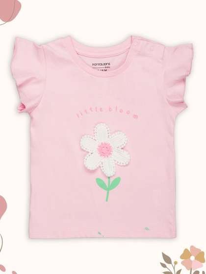 Pantaloons Baby Girls
                      Typography Printed Applique T-shirt