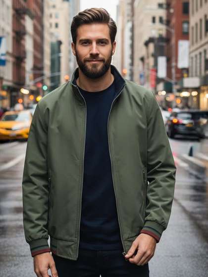 R.Code by The
                        Roadster Lifestyle Co. Men Stand Collar Solid
                        Reversible Bomber Jacket