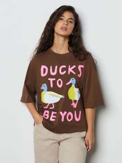 NEXT Typography
                        Printed Drop-Shoulder Sleeves Pure Cotton
                        Relaxed Fit T-shirt