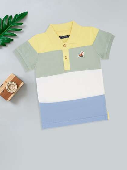 Pantaloons Baby Boys
                    Striped Polo Collar T-shirt