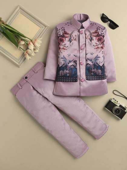 KALINI Boys Mandarin
                        Collar Sherwani Set