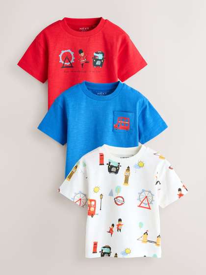 NEXT Boys Pack of 3
                    Printed Cotton T-shirts