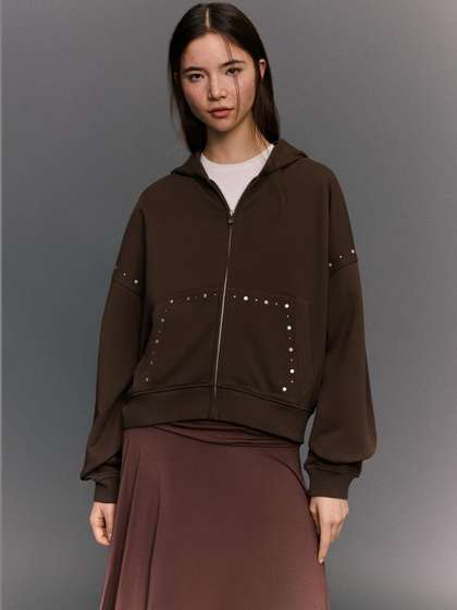 Bershka Zip-up
                        studded hood sweatshirt
