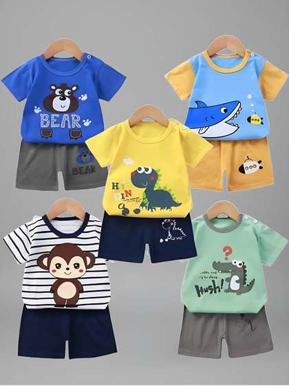 PY PINKYOU Unisex Kids
                    Printed T-shirt with Shorts