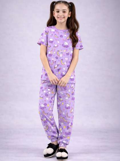 BAESD Girls Printed
                    Short Sleeves Nightdress