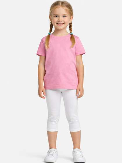 Indijoy Girls Cotton
                    Solid Three-Fourth Leggings