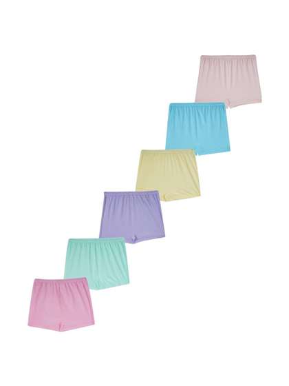VIRUKSHAM Infant Girls
                      Pack Of 6 Cotton Mid-Rise Boy Shorts Briefs