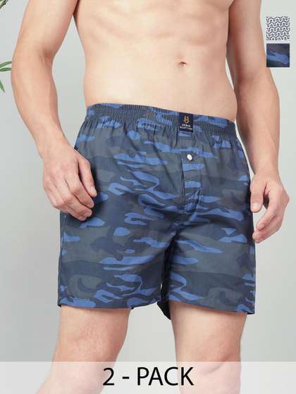 URBAN SCOTTISH Men
                        Pack of 2 Multicoloured Printed Pure Cotton
                        Boxers USBX1909
