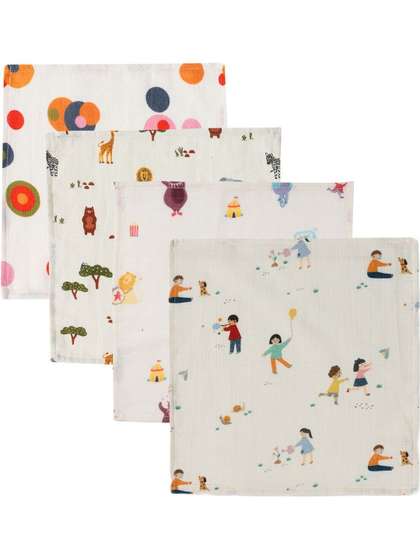 DULAAR Infants Pack Of 4
                    Printed Organic Muslin Burp Cloths