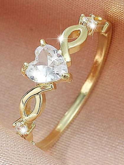 Lara Karen
                        Gold-Plated Cubic Zirconia-Studded Finger Ring