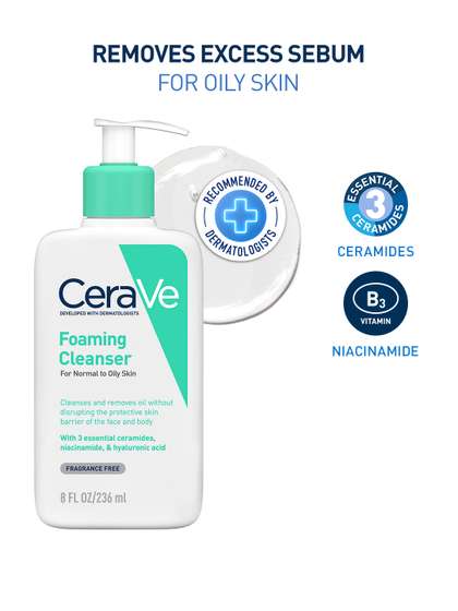 CeraVe Foaming
                        Cleanser For Oily Skin with Hyaluronic Acid
                        & Niacinamide - 236ml