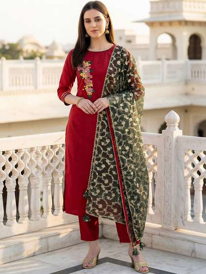 Indo Era Ethnic
                        Motifs Woven Design Organza Dupatta with Zari