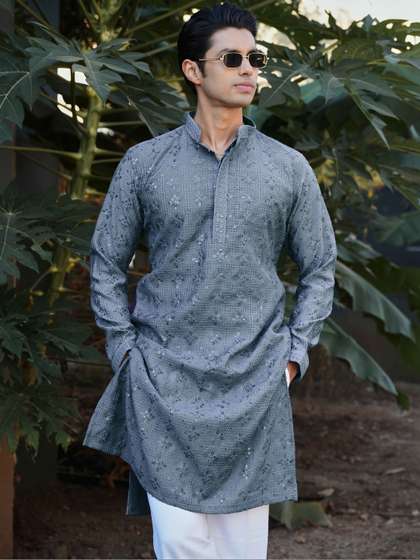 Anouk Men Geometric
                      Embroidered Kurta