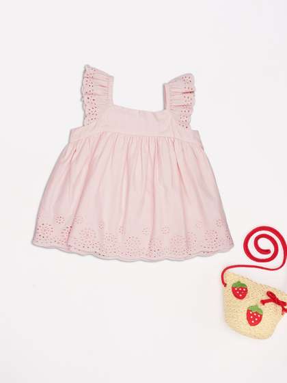 Pantaloons Baby Girls
                    Solid Schiffli Cotton Top