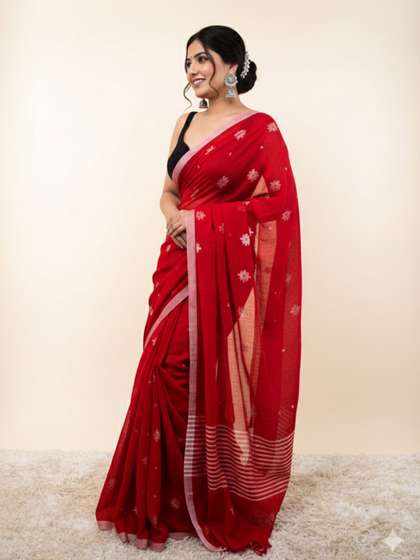 SHYAMALI BOUTIQUE
                        Woven Design Pure Cotton Block Print Saree