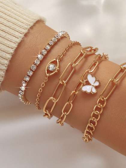 Lara Karen Women 5
                        Gold-Plated Charm Bracelet