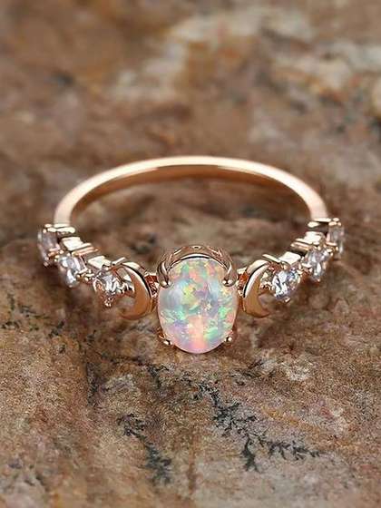 Lara Karen
                          Rose-Gold Plated Stone-Studded Ring