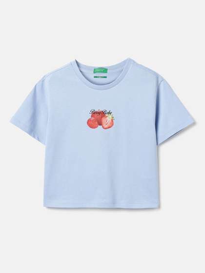 United Colors of
                    Benetton Girls Blue Pure Cotton Tshirts