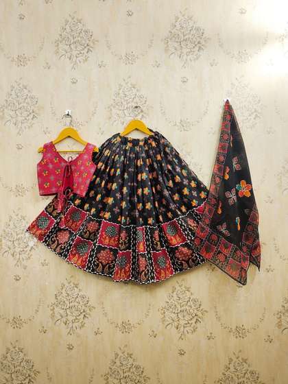 Sangria Printed V-Neck
                    Flared Lehenga Choli