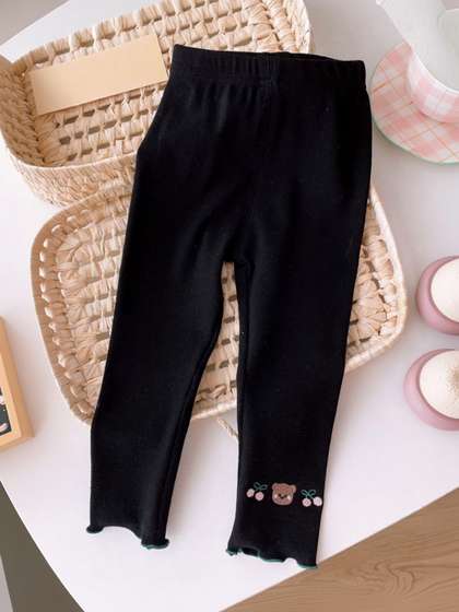 FOREVER FRIDAY Girls
                    Cotton Self Design Ankle Length Leggings