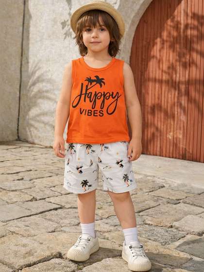 BAESD Unisex Kids
                    Printed T-shirt with Shorts