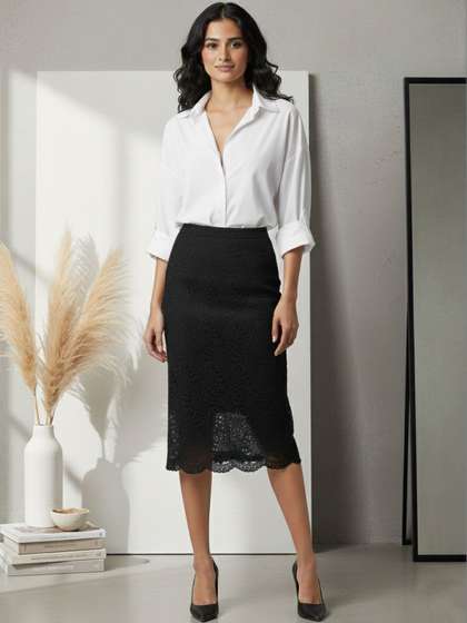 Athena Immutable
                        Self Design Straight Midi Skirts