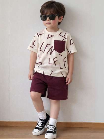 BAESD Unisex Kids
                    Printed T-shirt with Shorts