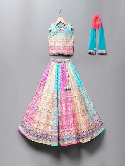 YK Girls
                          Embellished Sequinned Tie and Dye
                          Semi-Stitched Lehenga & Blouse With
                          Dupatta