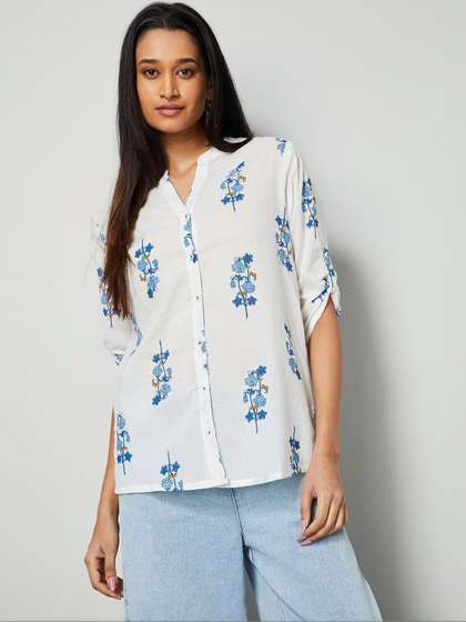 Melange by Lifestyle
                      Botanical Printed Pure Cotton Blend Kurti