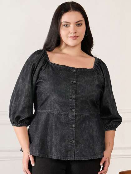 Sztori Puff Sleeve
                        Cotton Denim Top