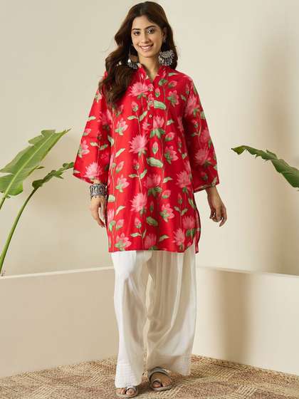 InWeave Women Floral
                        Printed Regular Pure Cotton Kurta with Patiala