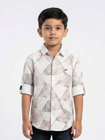 Havok kids Boys White
                      Geometric Spread Collar Full Sleeve Casual Shirt