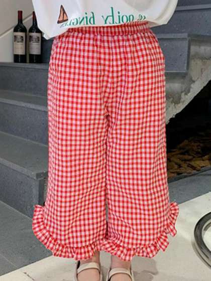 FOREVER FRIDAY Girls
                    Checked Relaxed Trousers